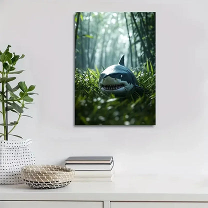 Photorealistic Shark Rolling Painting 40x60cm Metal Print Ready to Hang
