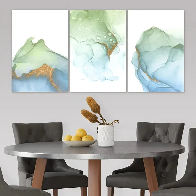 3pcs Watercolor Smoke Poster Paintings Metal Print Ready to Hang Art