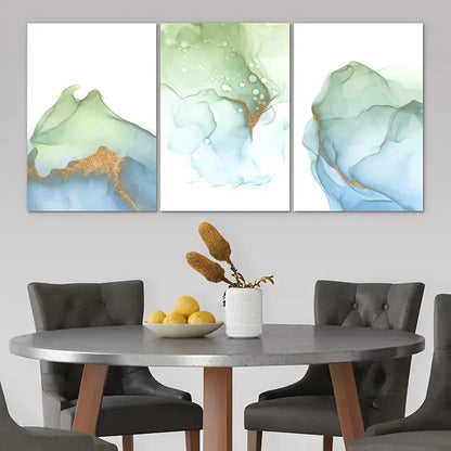 3pcs Watercolor Smoke Poster Paintings Metal Print Ready to Hang Art
