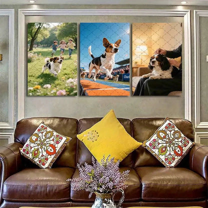 3pcs King Charles Spaniel Modern Abstract Metal Print Ready to Hang Art