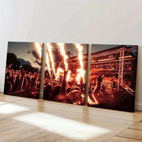 3pcs Band Performance Scene Decoration Wall Art Set Canvas Unframed - High Quality Print 100% Australian Made Wall Canvas