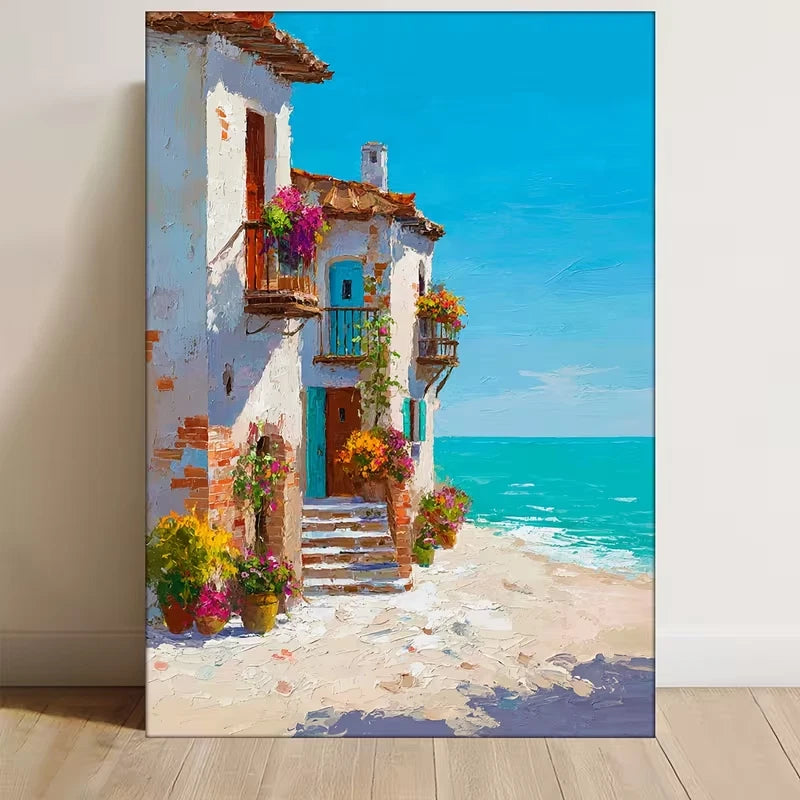 Beach Cottage, Beach Theme Metal Print Ready to Hang
