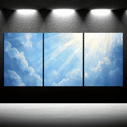 3pcs Painting Set Beautiful Sky Metal Print Ready to Hang Art