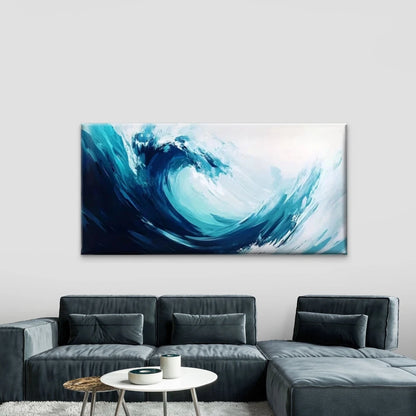 Blue Water Ocean Wave Wall Art Canvas Office Home Room Framed 120x60cm