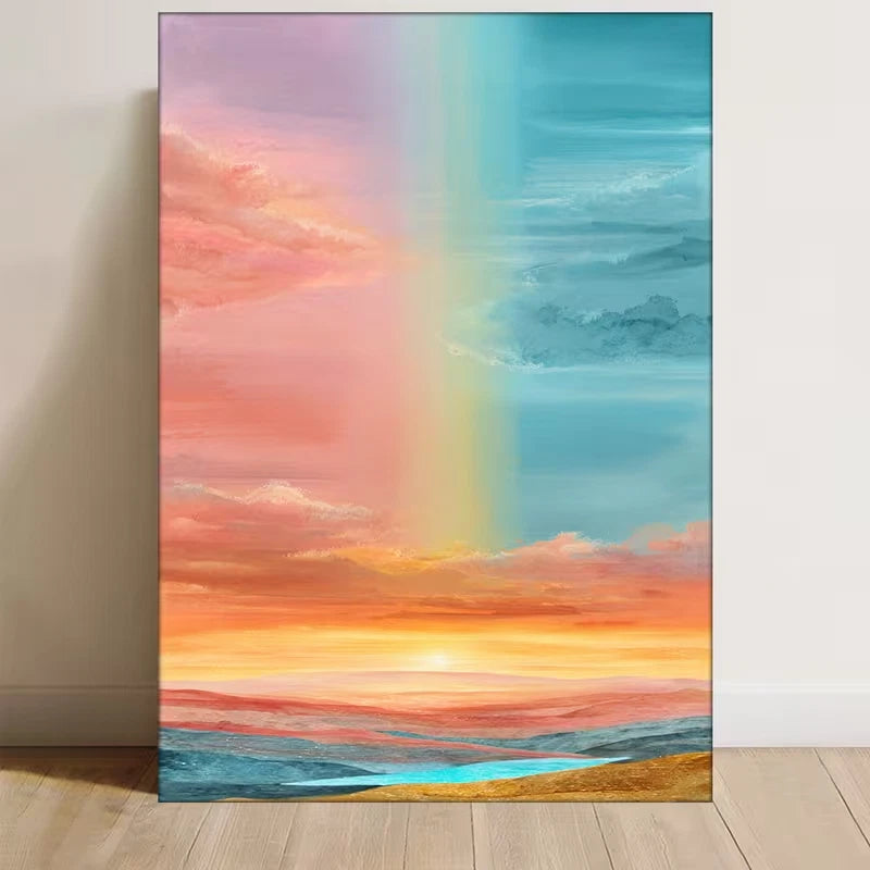 Surrealist Rainbow Landscape 60x90cm Metal Print Ready to Hang