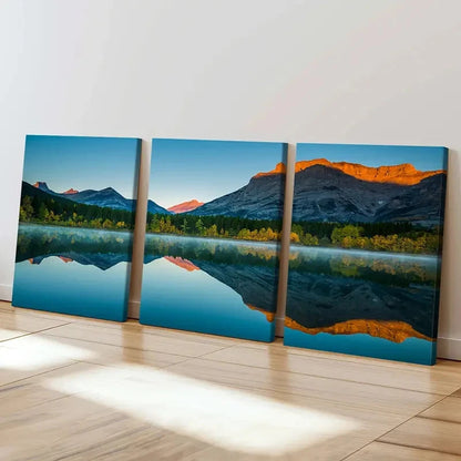 3pcs Lake Mountain Modern Landscape Wall Art Set Canvas Framed 40x60cm - High Quality Print 100% Australian Made Wall Canvas Ready to Hang