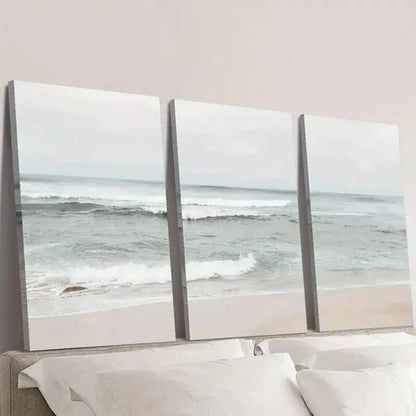 3pcs Sunrise Ocean Waves Beach Landscape Wall  Art Set Canvas Unframed - High Quality Print 100% Australian Made Wall Canvas