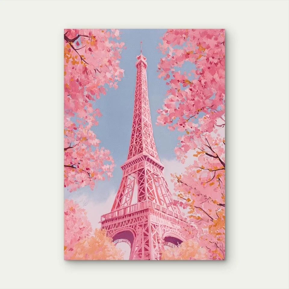 Share Pink Pastel Parisian Eiffel Tower 60x90cm Metal Print Ready to Hang