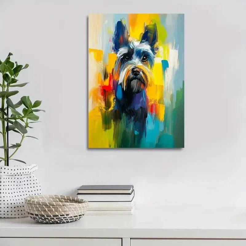 Modern Abstract Schnauzer Dog Painting  40x60cm Metal Print Ready to Hang