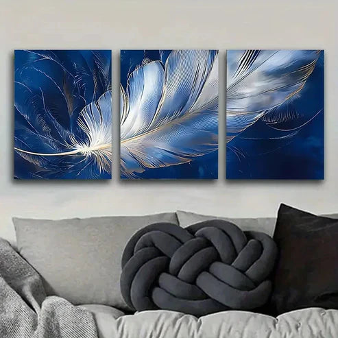 3pcs Delicate Feather Wall Art Set Canvas Unframed - High Quality Print 100% Australian Made Wall Canvas