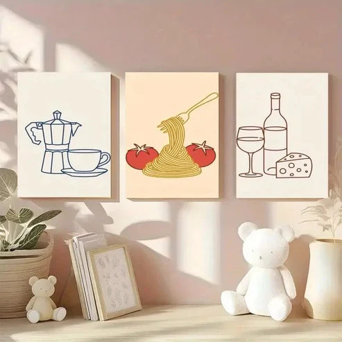 3pcs Coffee Maker, Coffee Cup Wall Art Canvas Unframed - High Quality Print 100% Australian Made Wall Canvas