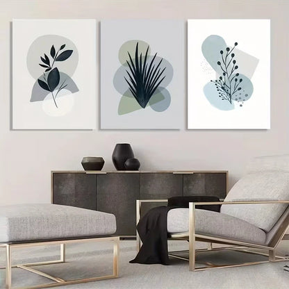 3pcs Muted Tones Of Modern Plant Life  Wall Art Set Canvas Framed 60x90cm - High Quality Print 100% Australian Made Wall Canvas Ready to Hang