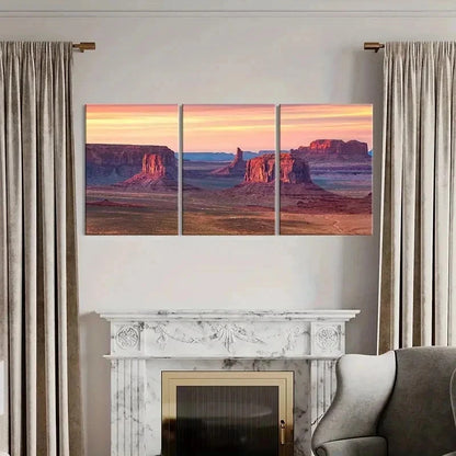 3pcs Mountain Sunset Scene Posters Wall Art Set Canvas Framed 40x60cm - High Quality Print 100% Australian Made Wall Canvas Ready to Hang