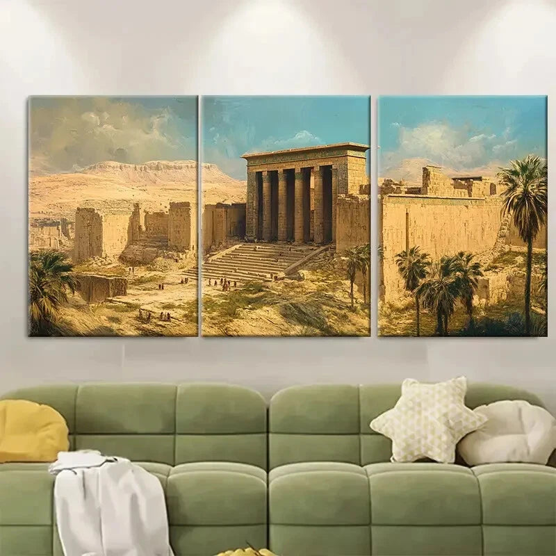 3pcs Nineveh Assyria Vintage Style Metal Print Ready to Hang Art