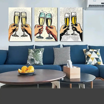 3pcs Retro Style Dorm Corridor  Wall Art Canvas Framed 40x60cm - High Quality Print 100% Australian Made Wall Canvas Ready to Hang