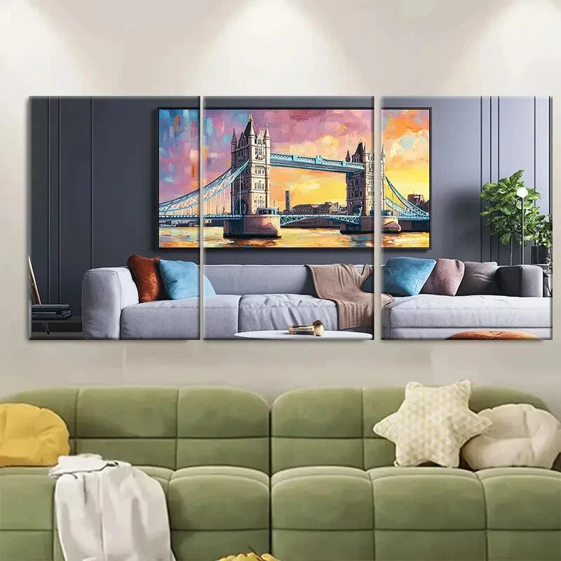 3pcs Tower Bridge London City Metal Print Ready to Hang Art