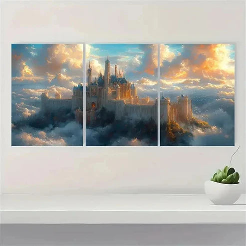 3pcs Sky Castle Mystical Realm Wall Art Canvas Unframed - High Quality Print 100% Australian Made Wall Canvas