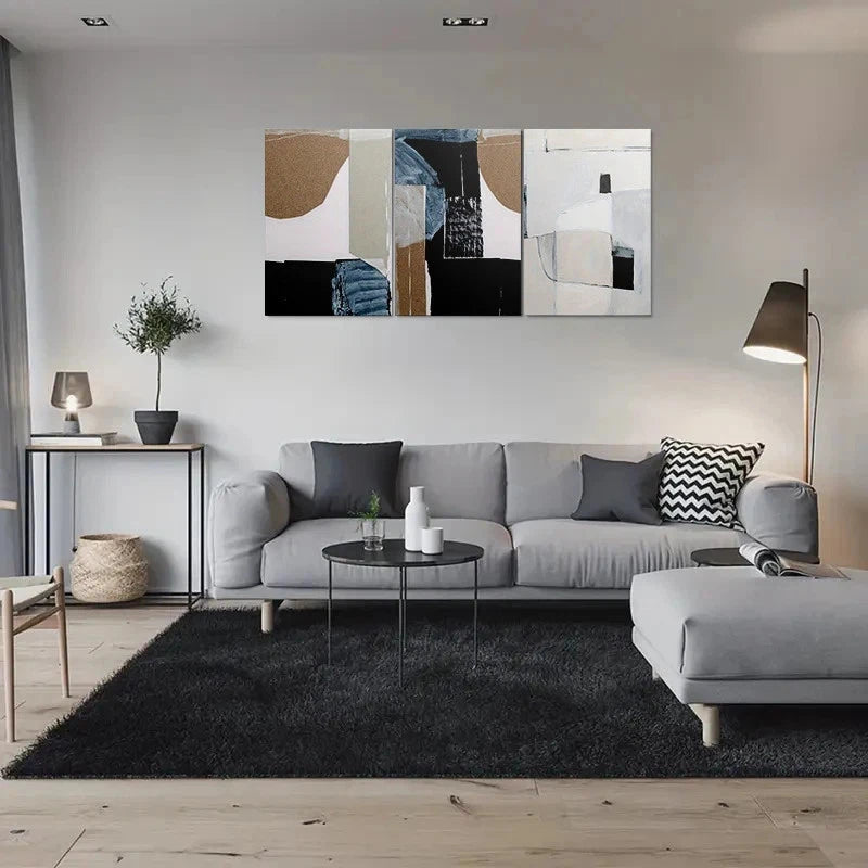 3pcs Modern Abstract Neutral Tone Metal Print Ready to Hang Art