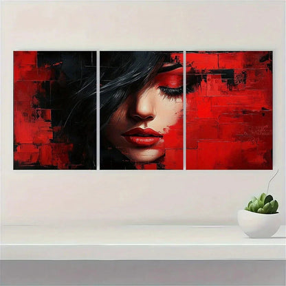 3pcs Abstract Fashion Figure Mural Metal Print Ready to Hang Art