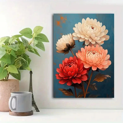 Beautiful Red Pink White Blooms Botanical  40x60cm Metal Print Ready to Hang