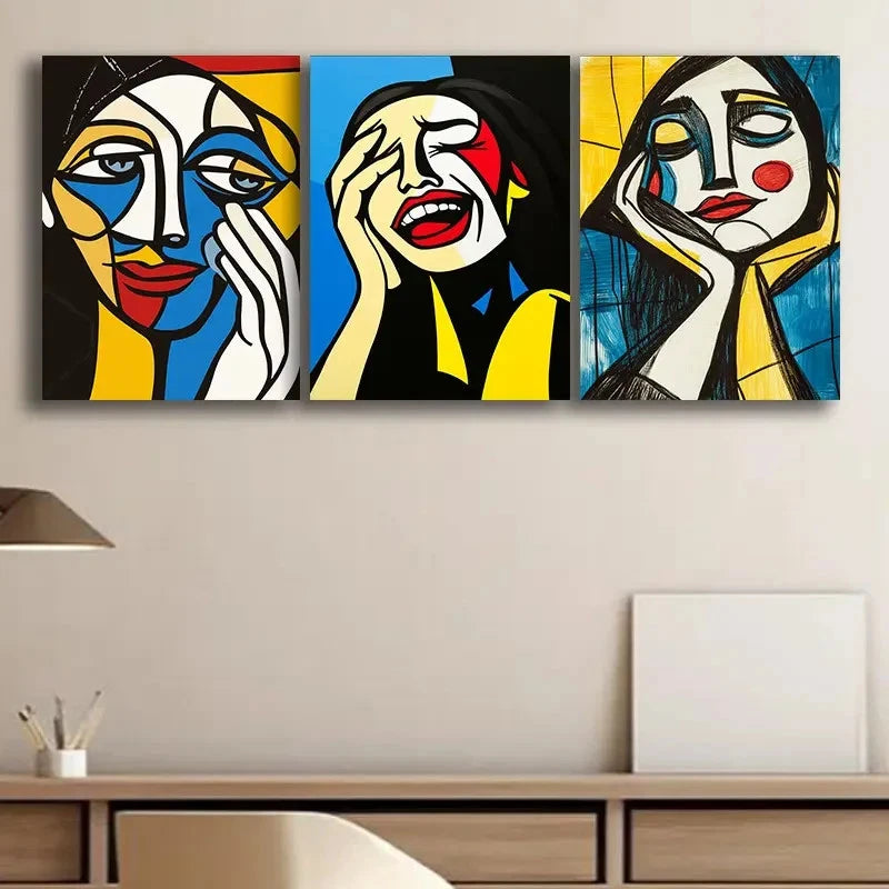 3pcs Simple Woman Line Drawing Wall Art Set Canvas Framed 60x90cm - High Quality Print 100% Australian Made Wall Canvas Ready to Hang