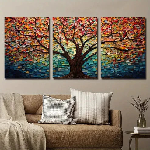 3pcs Abstract Colorful Tree of Life Wall Art Set Canvas Unframed - High Quality Print 100% Australian Made Wall Canvas