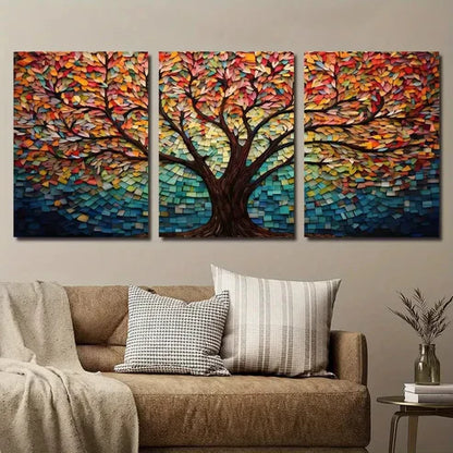 3pcs Abstract Colorful Tree of Life Wall Art Set Canvas Unframed - High Quality Print 100% Australian Made Wall Canvas