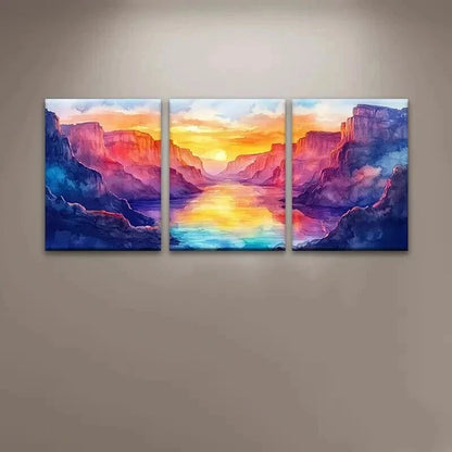 3pcs Colorful Grand Canyon Sunset Landscape Wall Art Set Canvas Framed 40x60cm - High Quality Print 100% Australian Made Wall Canvas Ready to Hang