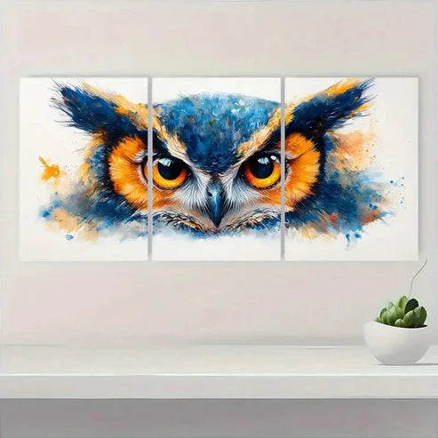 3pcs Vibrant Owl Wall Art Set Canvas - High Quality Print 100% Australian Made Wall Canvas