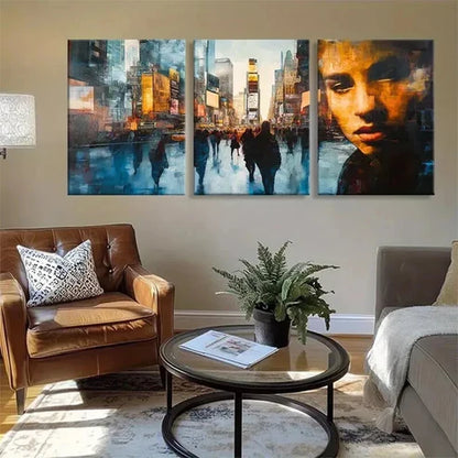 3pcs Urban Abstract Cityscape Portrait Prefect Wall Art Canvas Unframed - High Quality Print 100% Australian Made Wall Canvas