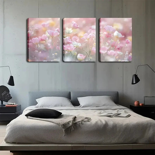 3pcs White Blooming Flowers Scenes Perfect Wall Art Set Canvas Framed 40x60cm - High Quality Print 100% Australian Made Wall Canvas Ready to Hang