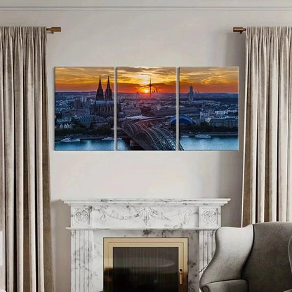 3pcs Cologne Cathedral & Skyline Wall Art Set Canvas Framed 40x60cm - High Quality Print 100% Australian Made Wall Canvas Ready to Hang