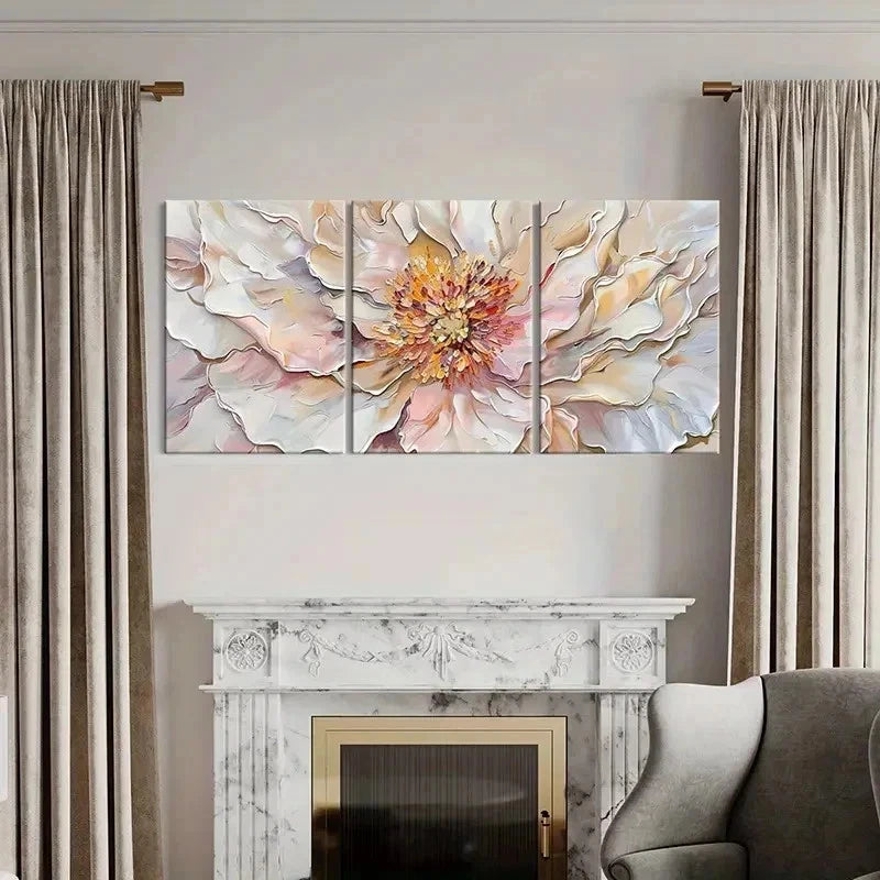 3pcs Floral Art Oil Painting Style Wall Art Set Canvas Framed 40x60cm - High Quality Print 100% Australian Made Wall Canvas Ready to Hang