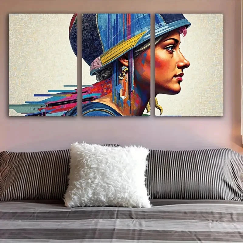 3pcs Portrait Of A Woman Dressed Wall Art Set Canvas Framed 60x90cm - High Quality Print 100% Australian Made Wall Canvas Ready to Hang