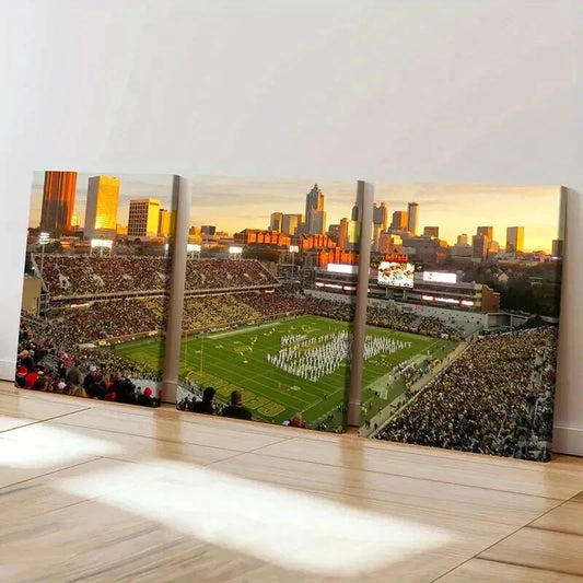 3pcs Rugby Match Football Stadium Scene Wall Art Set Canvas Framed 40x60cm - High Quality Print 100% Australian Made Wall Canvas Ready to Hang