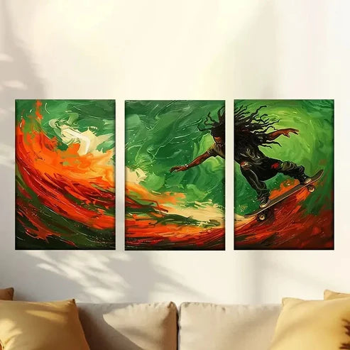 3pcs Colorful Abstract Surfer Wall Art Set Canvas Unframed – High Quality Print 100% Australian Made Wall Canvas