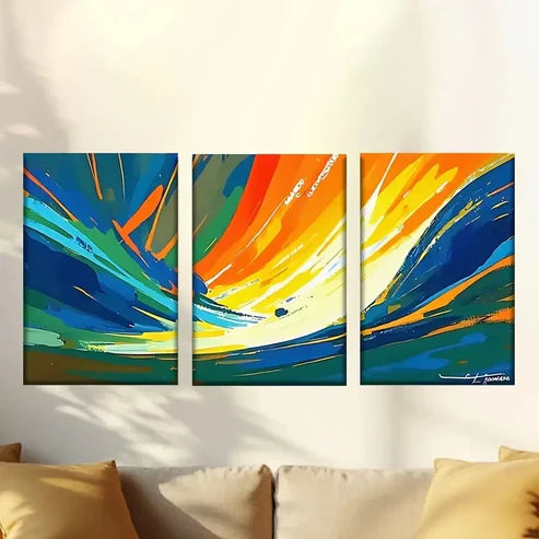 3pcs Painting of a Colorful Abstract Design Wall Art Canvas Unframed – High Quality Print 100% Australian Made Wall Canvas