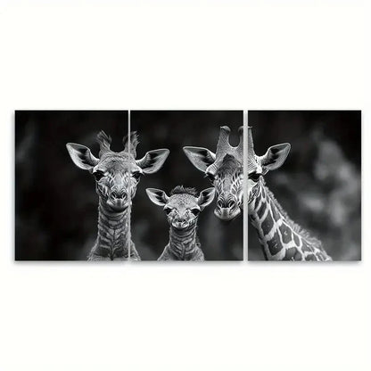 3pcs Giraffe Family Mother Father Baby RI Wall Art Set Canvas Framed 50x70cm - High Quality Print 100% Australian Made Wall Canvas Ready to Hang