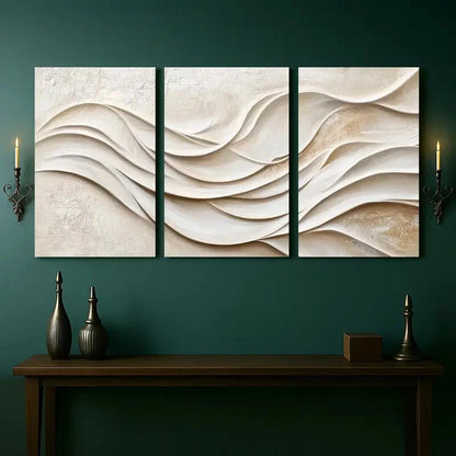 3pcs Minimalist White and Beige Abstract Perfect Wall Art Set Canvas Framed 40x60cm - High Quality Print 100% Australian Made Wall Canvas Ready to Hang