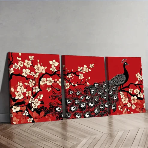 3pcs Deco Peacock Wall Art Set Canvas Unframed - High Quality Print 100% Australian Made Wall Canvas