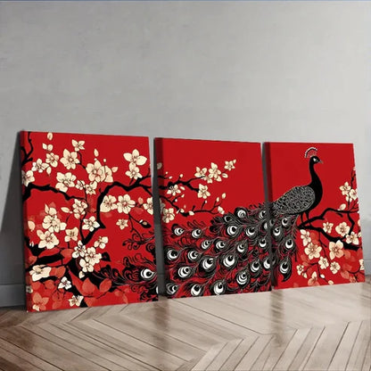 3pcs Deco Peacock Wall Art Set Canvas Unframed - High Quality Print 100% Australian Made Wall Canvas
