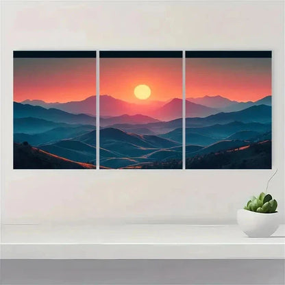3pcs Warm Mountain Sunrise Nacture Wall Art Set Canvas Unframed - High Quality Print 100% Australian Made Wall Canvas