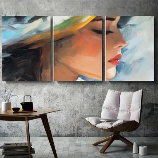 3pcs Elegant Abstract Woman Portrait Wall Art Set Canvas Framed 60x90cm - High Quality Print 100% Australian Made Wall Canvas Ready to Hang