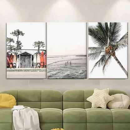 3pcs Palm Trees Summer Beach Ocean Metal Print Ready to Hang Art
