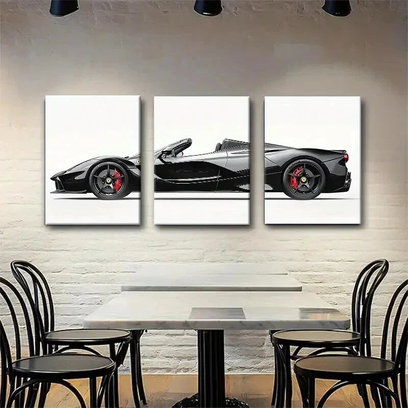 3pcs Luxury Supercar Exotic Black Décor Perfect Wall Art Set Canvas Framed 40x60cm - High Quality Print 100% Australian Made Wall Canvas Ready to Hang