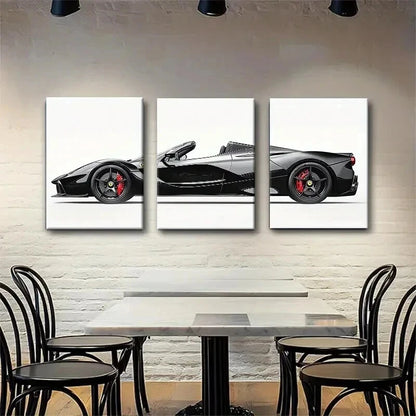3pcs Luxury Supercar Exotic Black Décor Perfect Wall Art Set Canvas Framed 40x60cm - High Quality Print 100% Australian Made Wall Canvas Ready to Hang