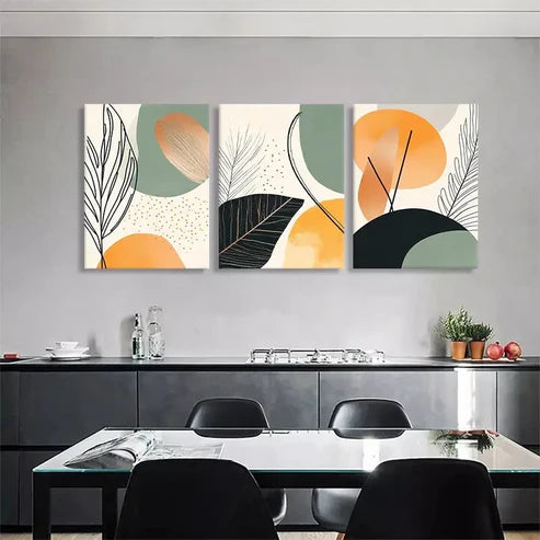 3pcs Abstract Botanical Geometric Shapes Perfect Wall Art Canvas Unframed – High Quality Print 100% Australian Made Wall Canvas
