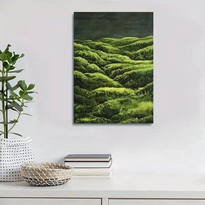 Green Moss Grassland Landscape Painting 40x60cm Metal Print Ready to Hang