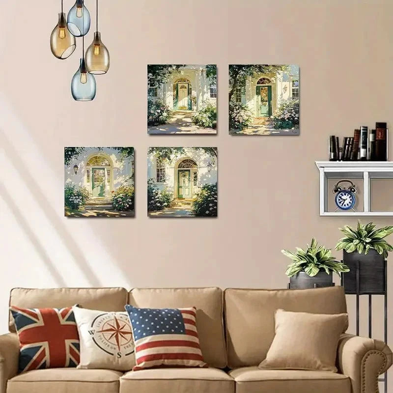 4pcs Floral & Greenery Scenes Wall Art Canvas Framed