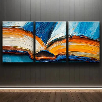 3pcs Abstract Painting of Book for Home Perfect Wall Art Set Canvas Unframed - High Quality Print 100% Australian Made Wall Canvas